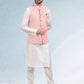 Kurta Payjama With Jacket Art Banarasi Silk Off White Peach Thread Mens