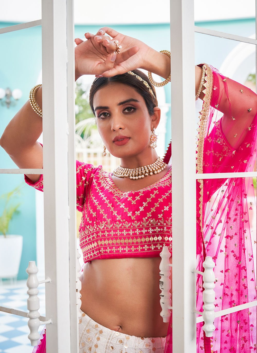 Lehenga Choli Georgette Off White Pink Embroidered Lehenga Choli Kajols Indian Pakistani Fashion Tailoring