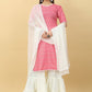 Sharara Set Cotton Off White Pink Digital Print Salwar Kameez