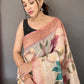 Trendy Saree Chanderi Off White Pink Digital Print Saree
