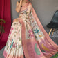 Trendy Saree Chanderi Off White Pink Digital Print Saree