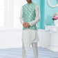 Indo Western Banarasi Silk Dupion Silk Off White Rama Jacquard Work Mens