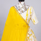 A Line Lehenga Chinon Off White Yellow Print Lehenga Choli