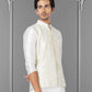 Nehru Jackets Linen Silk Off White Embroidered Mens