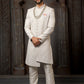 Sherwani Art Silk Off White Machine Embroidery Mens