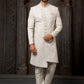 Sherwani Art Silk Off White Machine Embroidery Mens