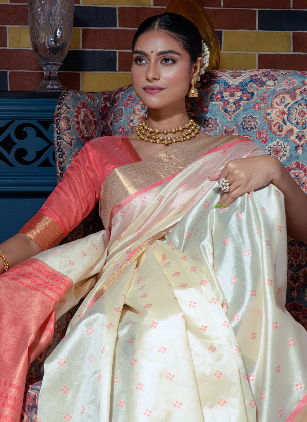 Trendy Saree Silk Off White Woven Saree