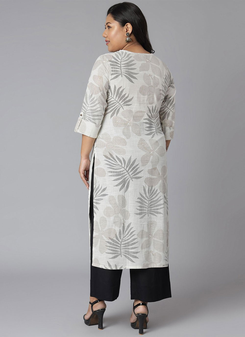 Party Wear Kurti Cotton Off White Print Kurtis