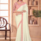 Contemporary Shimmer Silk Off White Embroidered Saree
