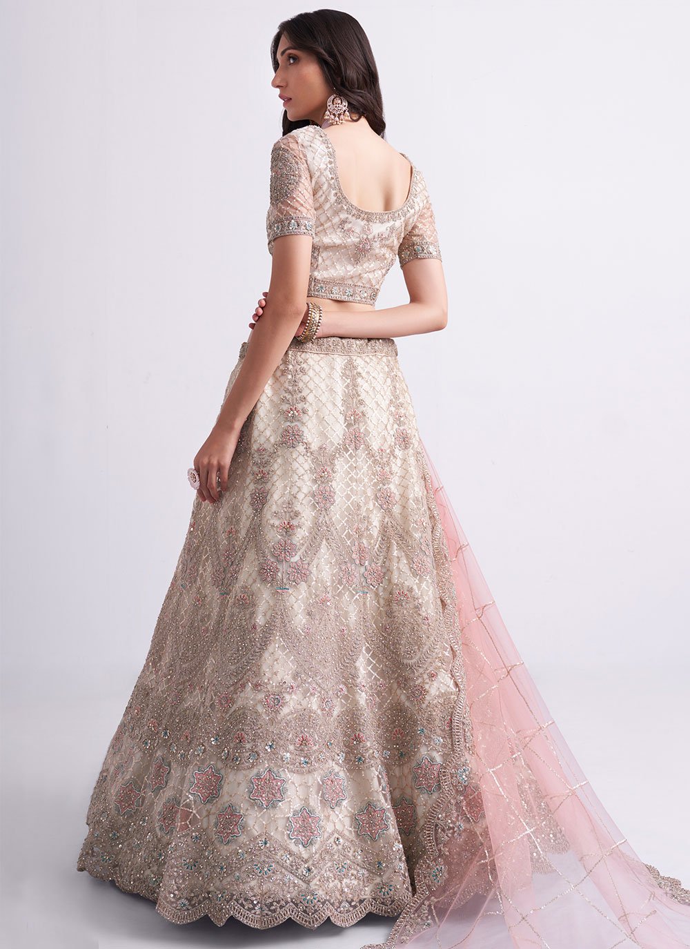 Lehenga Choli Net Off White Cord Work Lehenga Choli