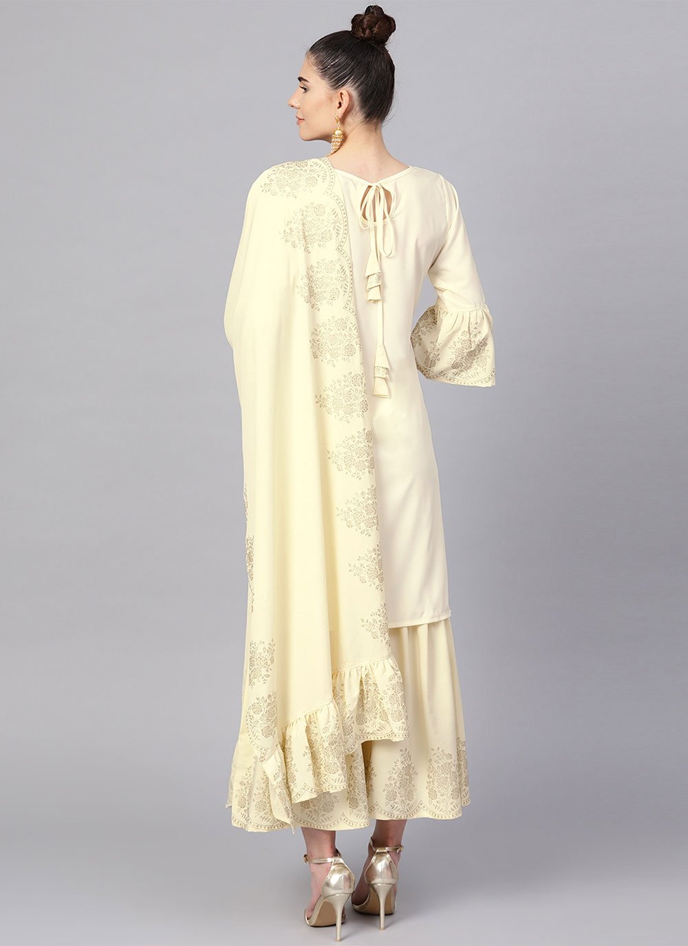 Salwar Suit Crepe Silk Off White Print Salwar Kameez