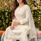 Floor Lenght Salwar Suit Faux Georgette Off White Embroidered Salwar Kameez