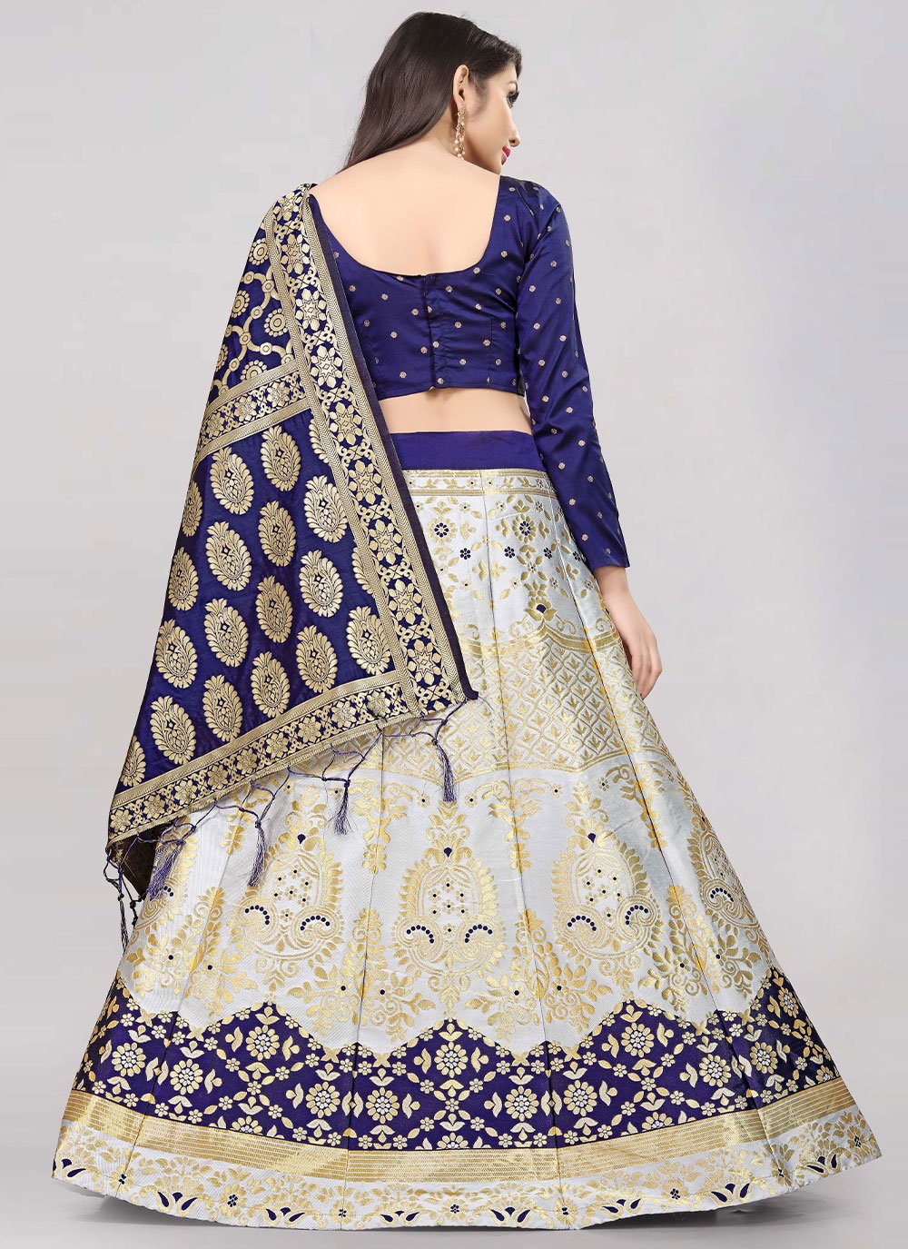 Lehenga Choli Banarasi Silk Jacquard Off White Jacquard Work Lehenga Choli