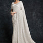 Classic Georgette Off White Embroidered Saree