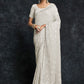 Classic Georgette Off White Embroidered Saree