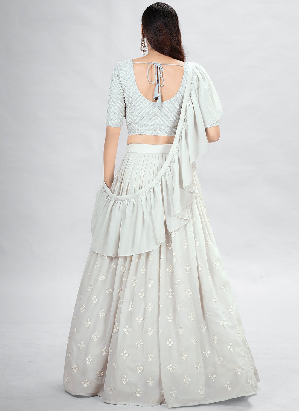 Lehenga Choli Georgette Off White Sequins Lehenga Choli