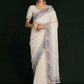 Trendy Saree Georgette Off White Lucknowi Work Saree