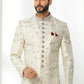 Sherwani Art Silk Off White Machine Embroidery Mens