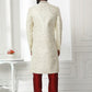 Sherwani Art Silk Off White Machine Embroidery Mens