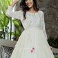 Designer Gown Cotton Off White Embroidered Gown