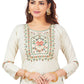 Party Wear Kurti Cotton Khadi Off White Embroidered Kurtis