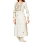 Party Wear Kurti Cotton Khadi Off White Embroidered Kurtis