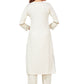 Party Wear Kurti Cotton Khadi Off White Embroidered Kurtis