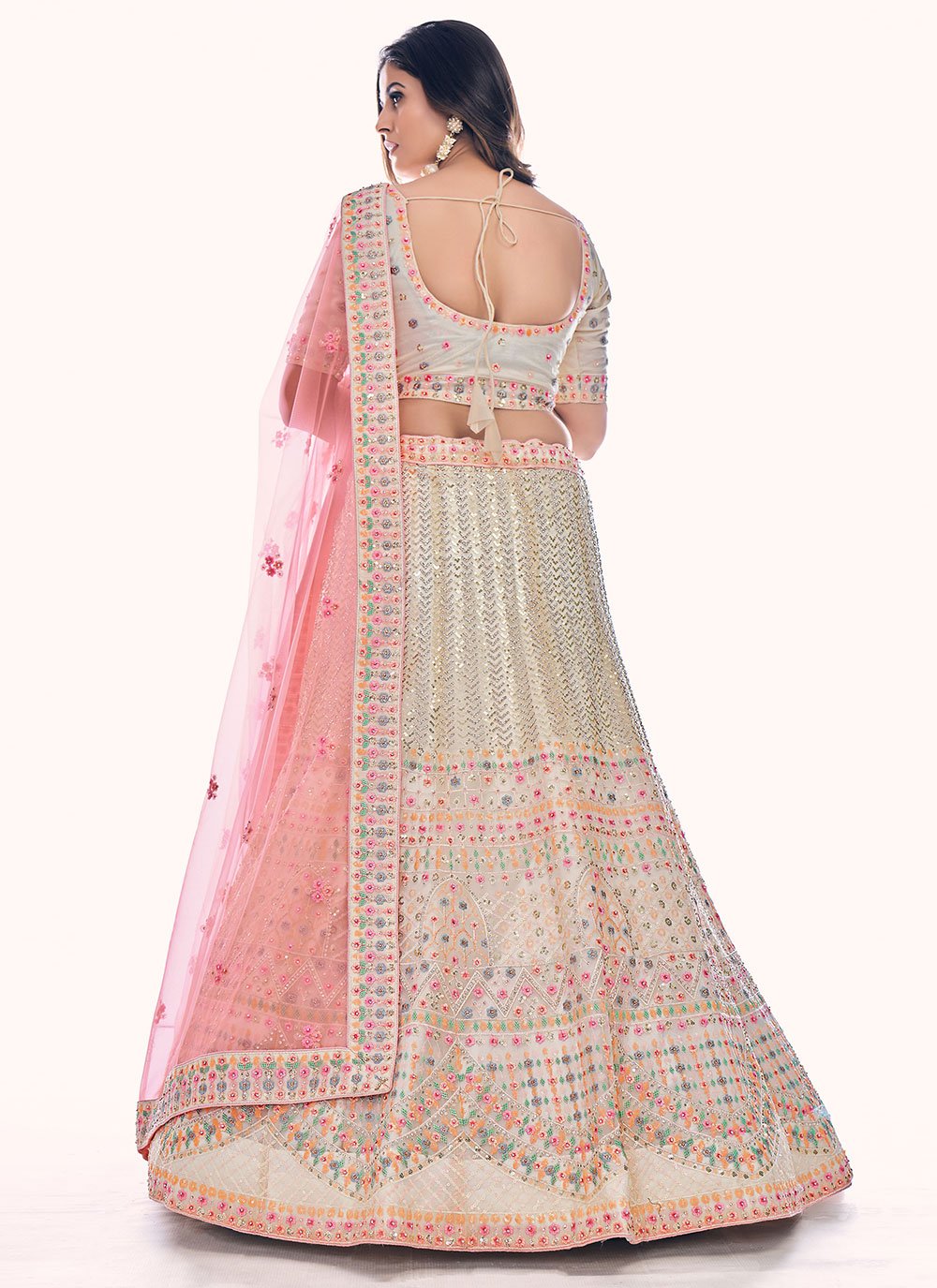 Lehenga Choli Net Off White Dori Work Lehenga Choli