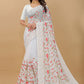 Contemporary Nylon Organza Off White Embroidered Saree
