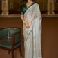 Contemporary Organza Off White Lace Saree