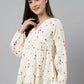 Casual Kurti Cotton Off White Floral Patch Kurtis