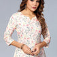 Party Wear Kurti Rayon Off White Print Kurtis