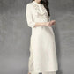 Designer Kurti Rayon Off White Embroidered Kurtis