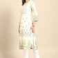 Casual Kurti Poly Rayon Off White Print Kurtis