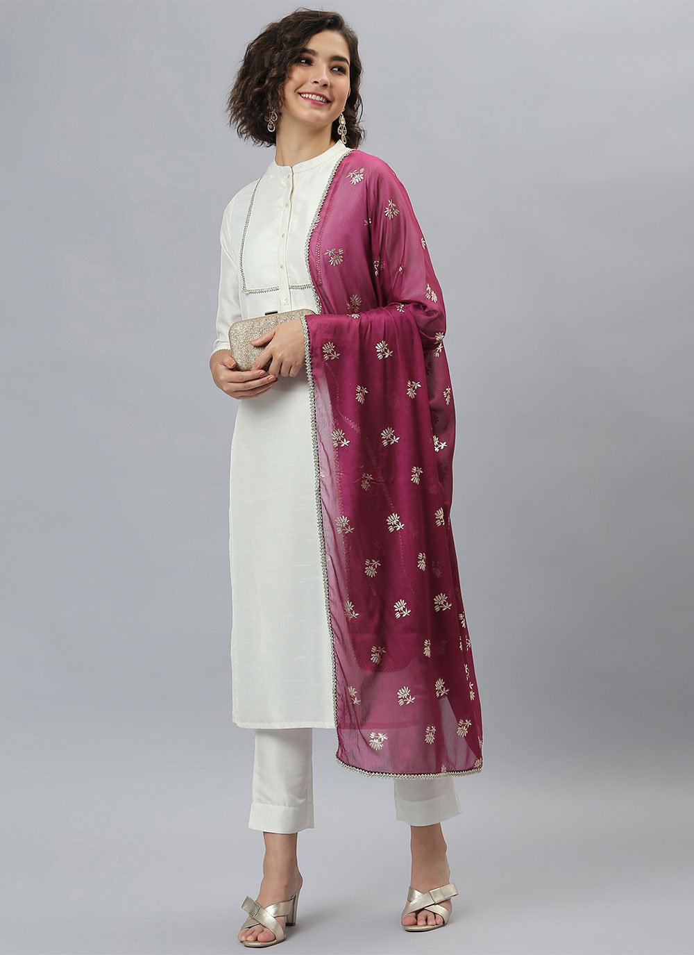 Salwar Suit Poly Silk Off White Plain Salwar Kameez