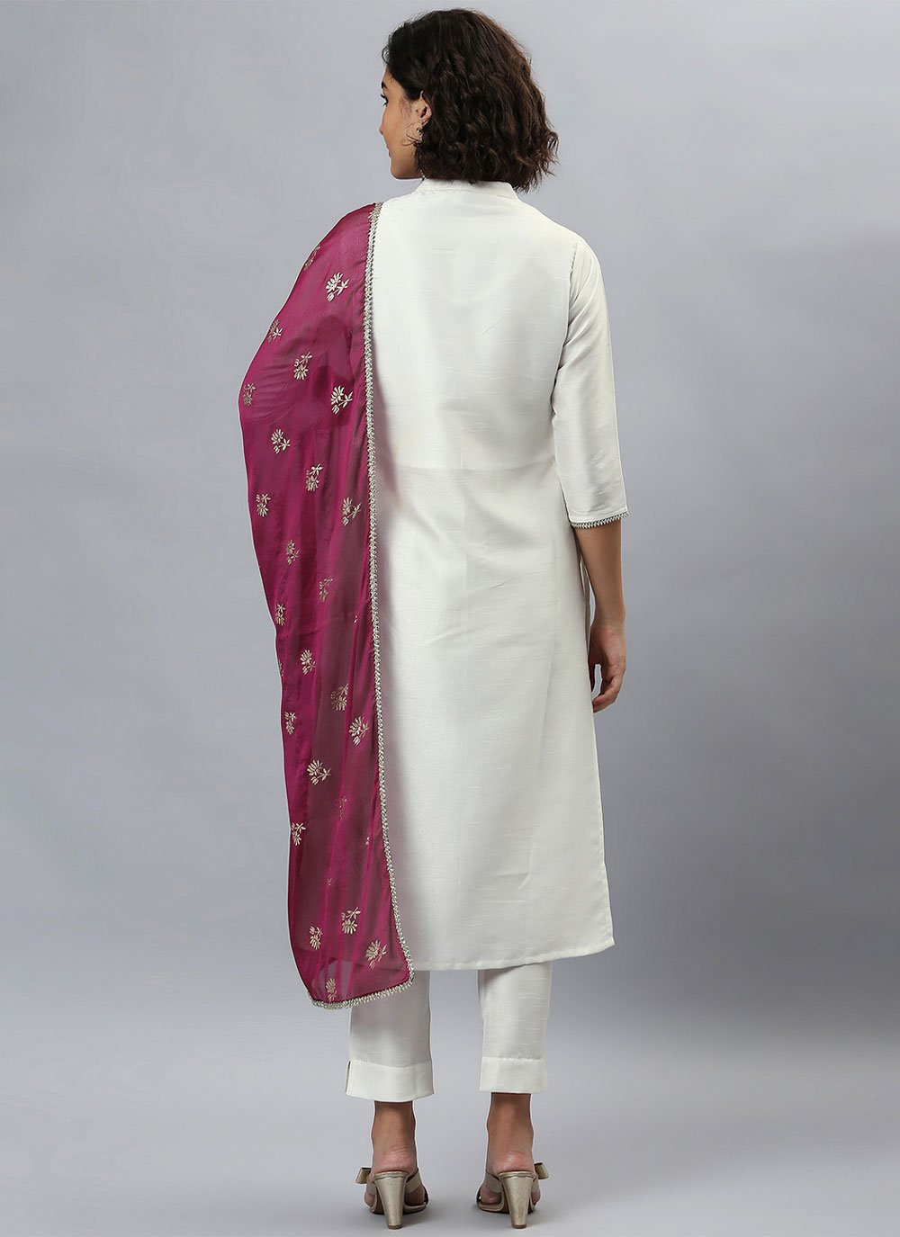 Salwar Suit Poly Silk Off White Plain Salwar Kameez