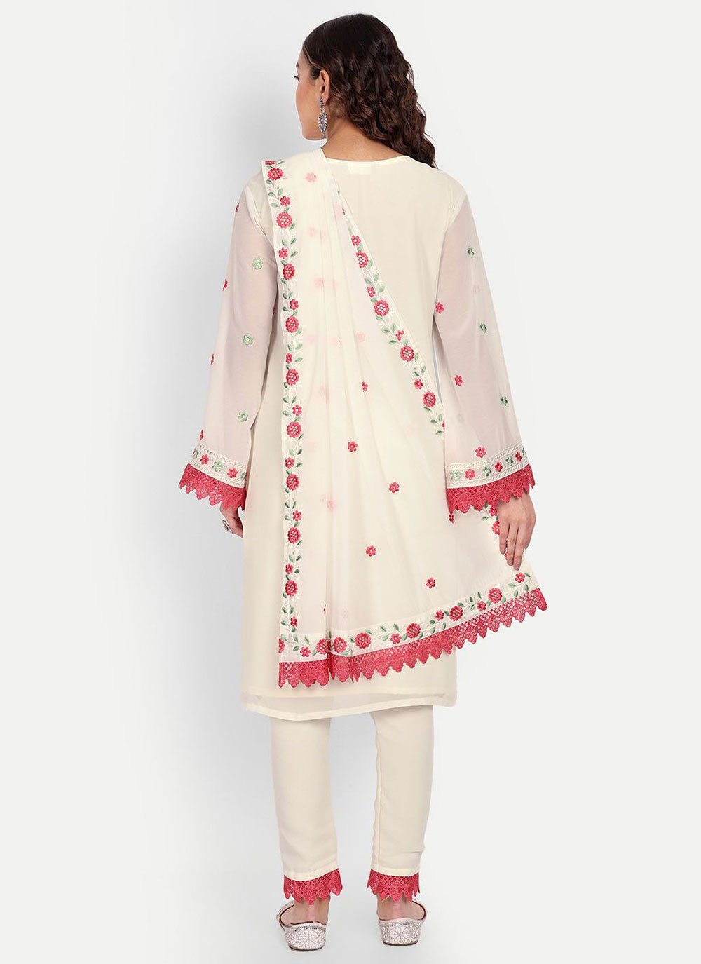 Salwar Suit Georgette Off White Multi Salwar Kameez