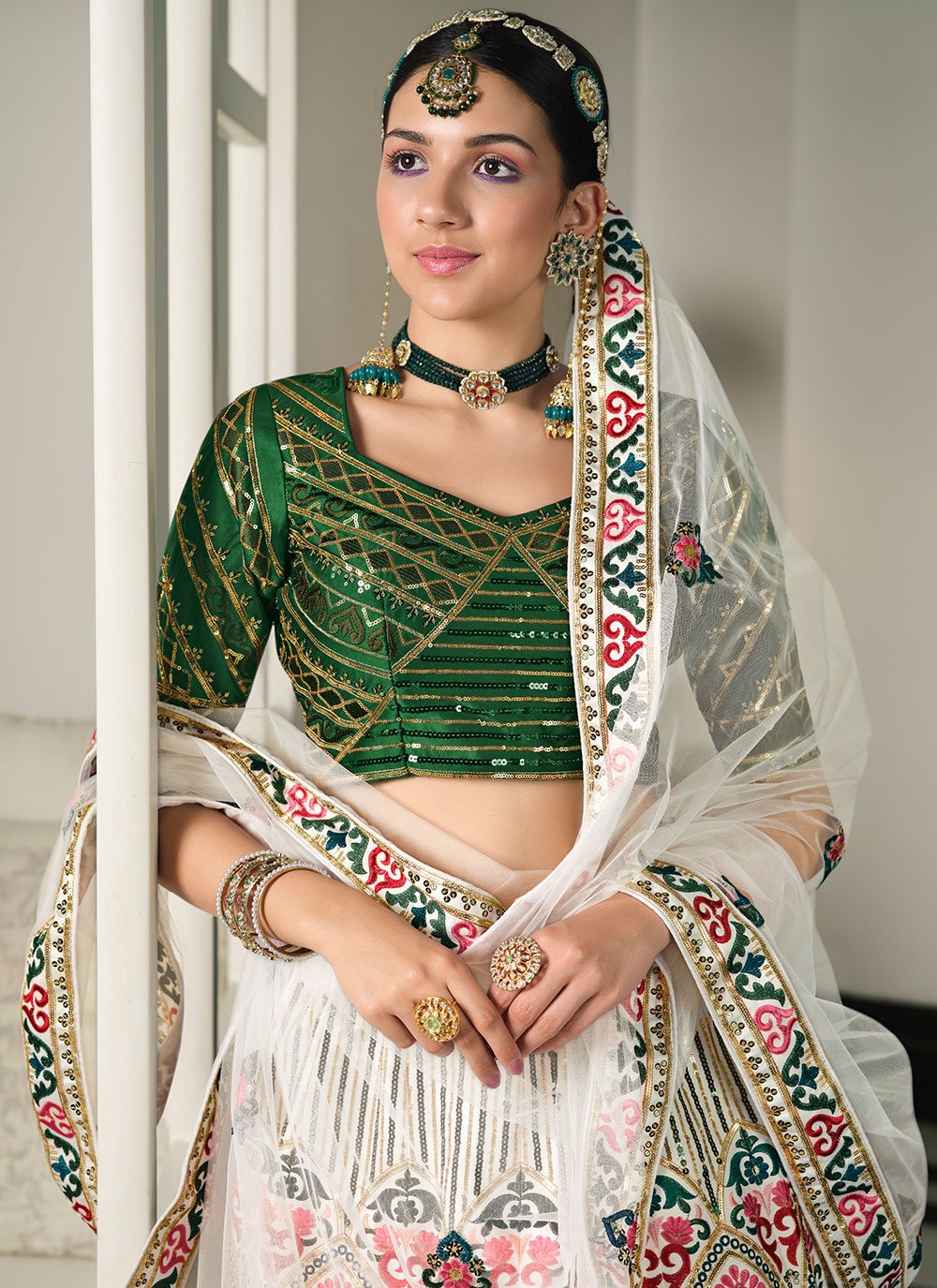 Lehenga Choli Silk Off White Embroidered Lehenga Choli