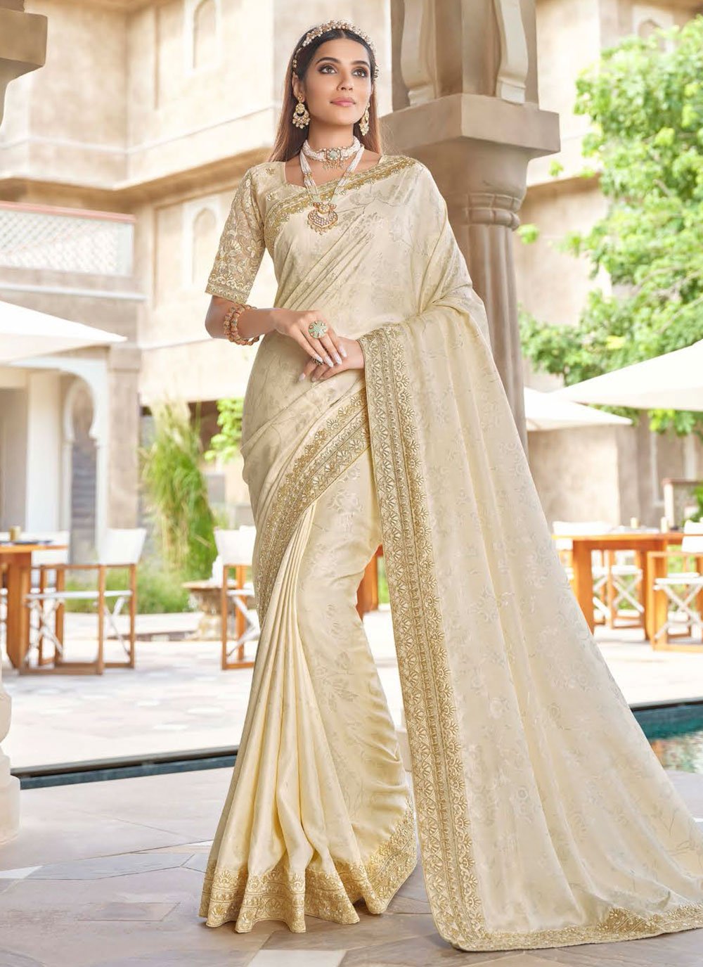 Trendy Saree Silk Off White Embroidered Saree