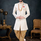 Indo Western Sherwani Jacquard Off White Woven Mens