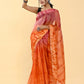 Shaded Saree Cotton Orange Pink Lace Saree