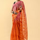 Shaded Saree Cotton Orange Pink Lace Saree