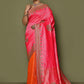 Classic Kanjivaram Silk Orange Pink Hand Work Saree