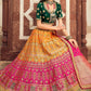 Lehenga Choli Silk Orange Pink Embroidered Lehenga Choli