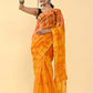 Shaded Saree Cotton Orange Yellow Lace Saree