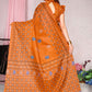 Trendy Saree Art Silk Orange Floral Patch Saree