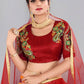 Lehenga Choli Banglori Silk Orange Floral Patch Lehenga Choli