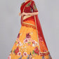 Lehenga Choli Banglori Silk Orange Floral Patch Lehenga Choli