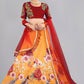 Lehenga Choli Banglori Silk Orange Floral Patch Lehenga Choli