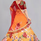 Lehenga Choli Banglori Silk Orange Floral Patch Lehenga Choli